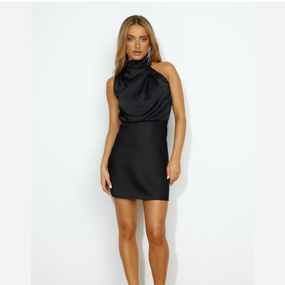 Black Hello Molly Easy Style Satin Mini Dress